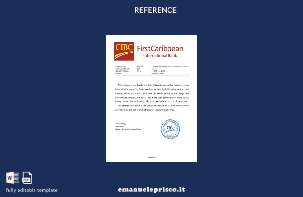 Modello di riferimento della banca CIBC canadese in stile verificato